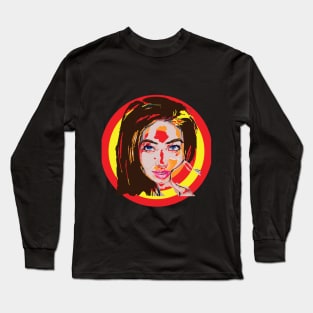 An Asia woman portrait digital abstract art. Long Sleeve T-Shirt